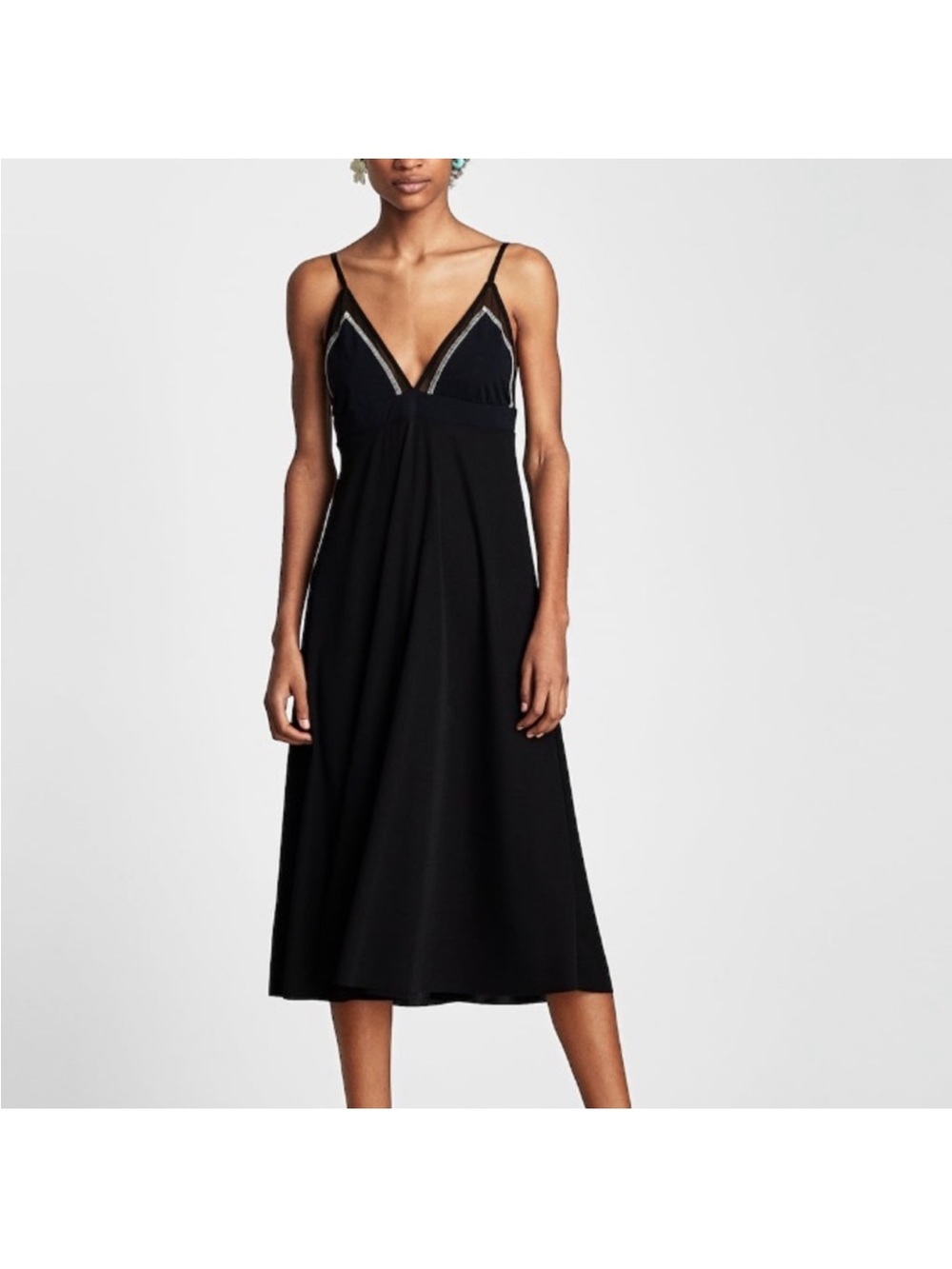 Zara Black Basic V-Neck Dress
